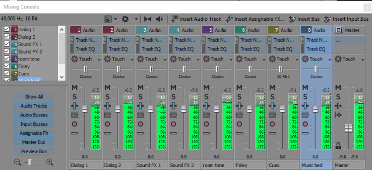 sony vegas 16 overlap audio layers